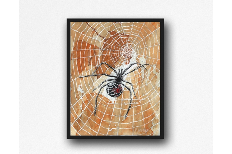 Halloween Spiders Watercolor Art Print, 11 x 14 Unframed