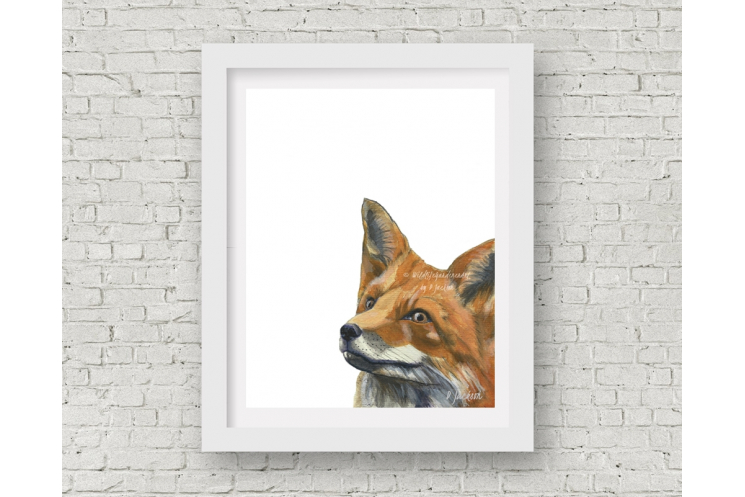 Contemporary Red Fox Watercolor Art Print, 11 x 14 Unframed