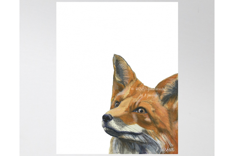 Red Fox Modern Watercolor Art Print, 16 x 20, Unframed
