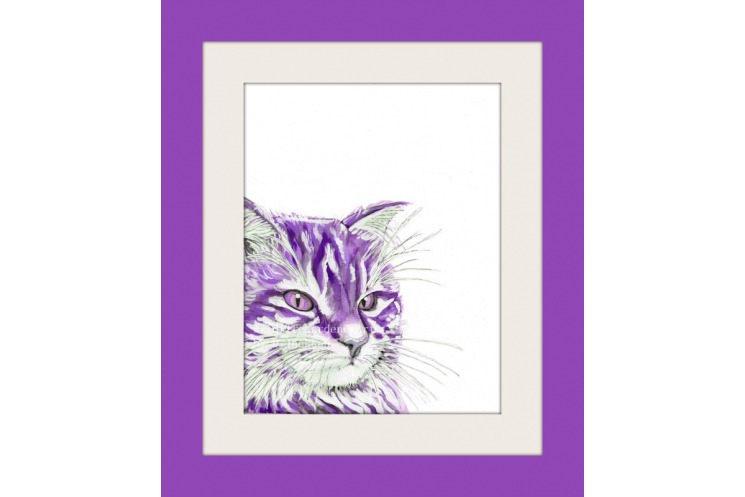 Purple Watercolor Cat Pop Art Print