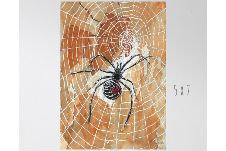 Halloween Spiders and Webs Watercolor Art Print