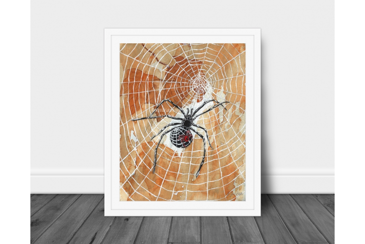 Halloween Spiders and Webs Watercolor Art Print