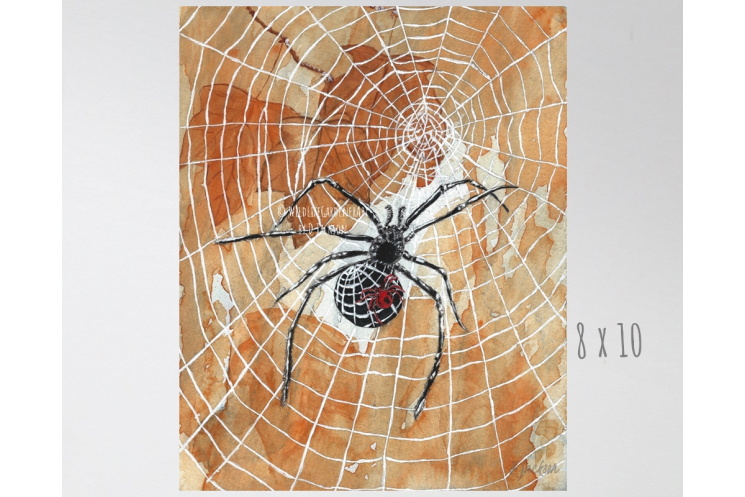 Halloween Spiders and Webs Watercolor Art Print