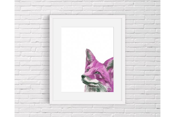 Pink Fox Watercolor Art Print