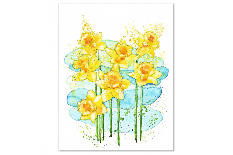 Spring Daffodils Modern Watercolor Art Print