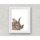 Bunny and Butterfly Watercolor Art Print, 11 x 14 Unframed