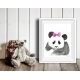 Giant Panda with Pink Hair Bow Watercolor Art Print