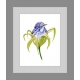 Blue Bird in Green Lily Flower Watercolor Art Print