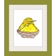 Yellow Bird in Nest Watercolor Art Print