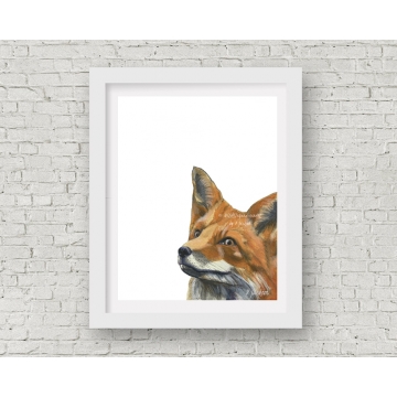 Contemporary Red Fox Watercolor Art Print, 11 x 14 Unframed