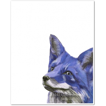 Blue Fox Watercolor Art Print