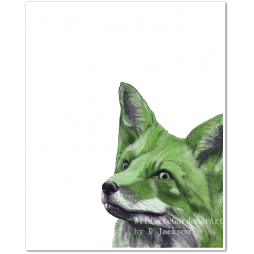 Green Fox Watercolor Art Print