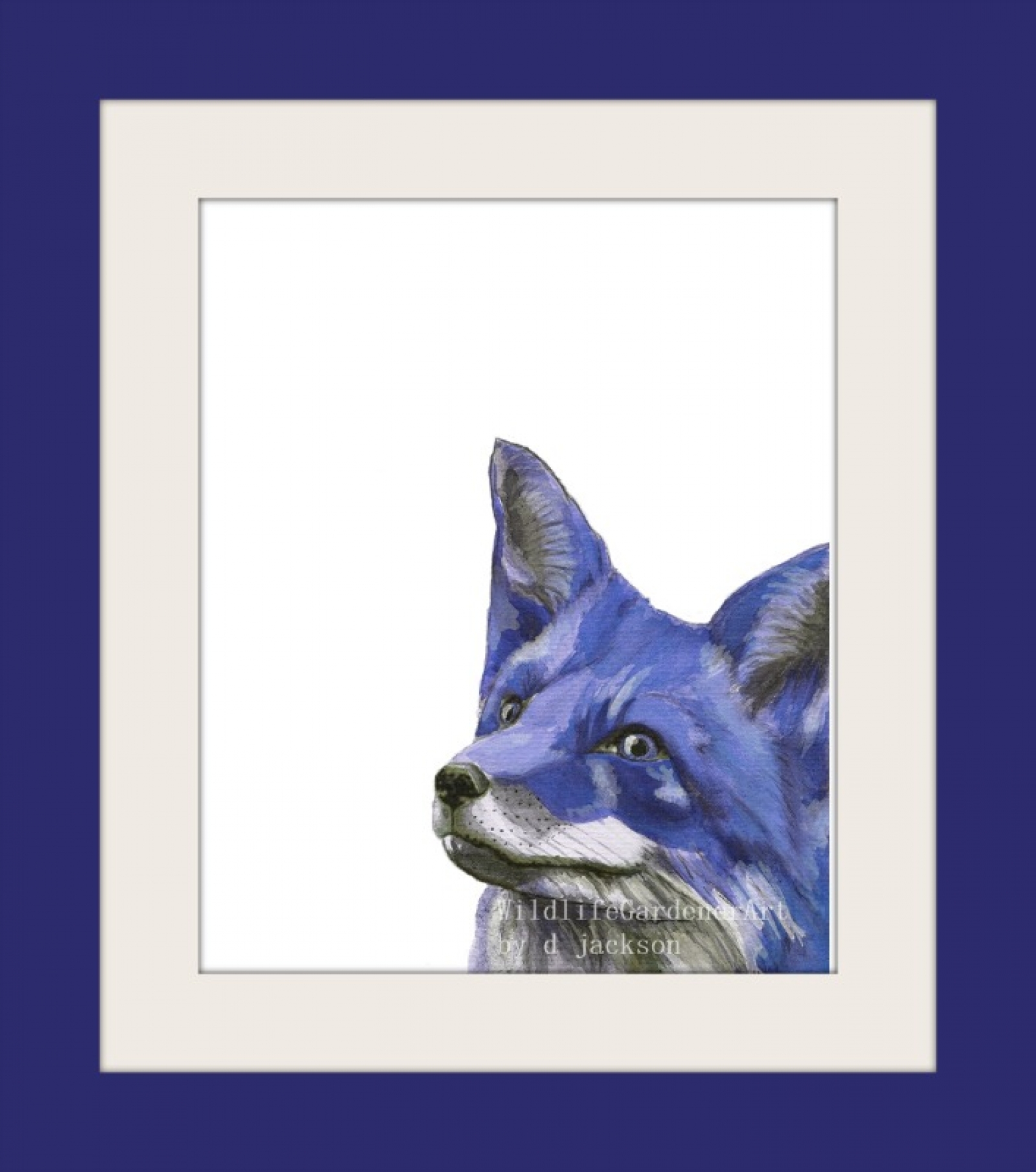 Blue Fox Watercolor Art Print | Wildlife Gardener Art