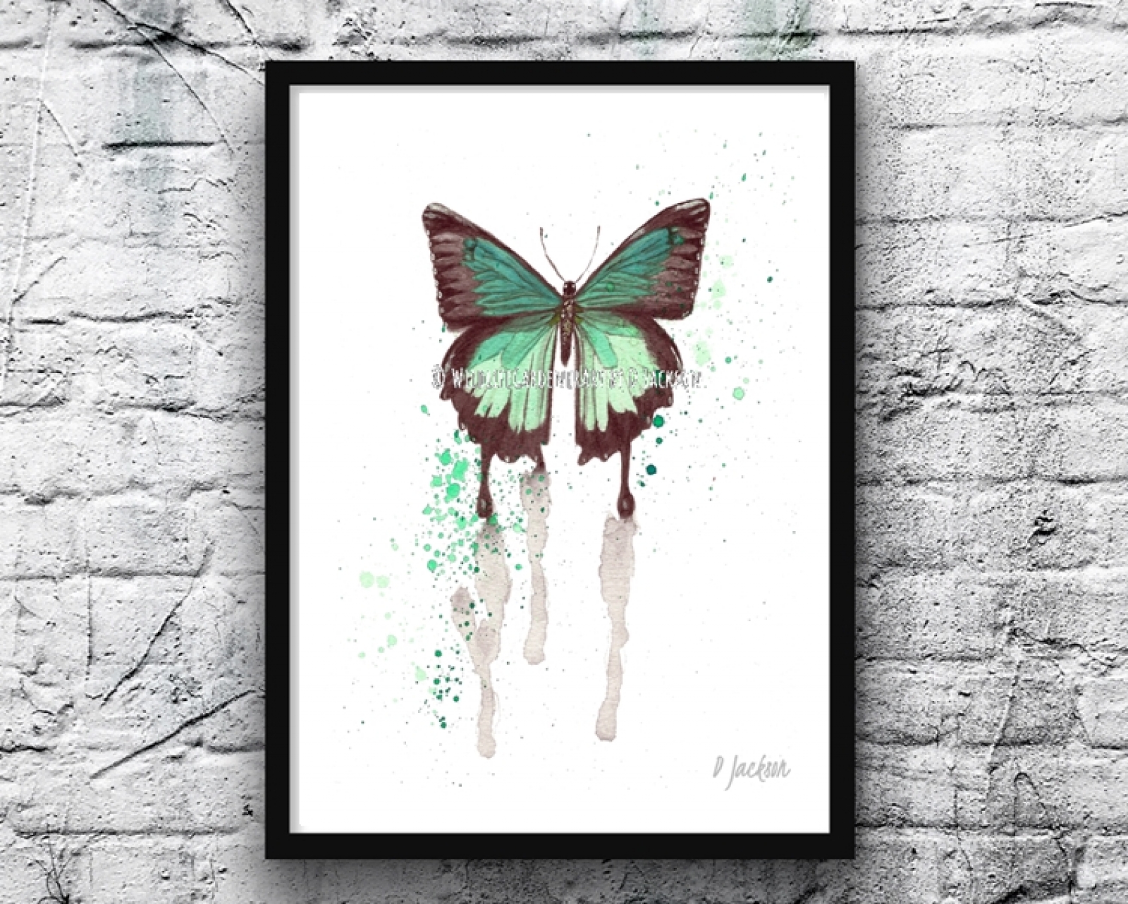 Aqua Butterfly Watercolor Art Print | Wildlife Gardener Art