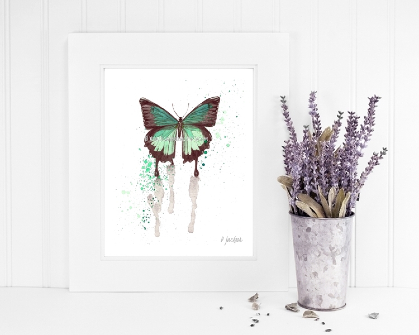 Aqua Butterfly Watercolor Art Print | Wildlife Gardener Art