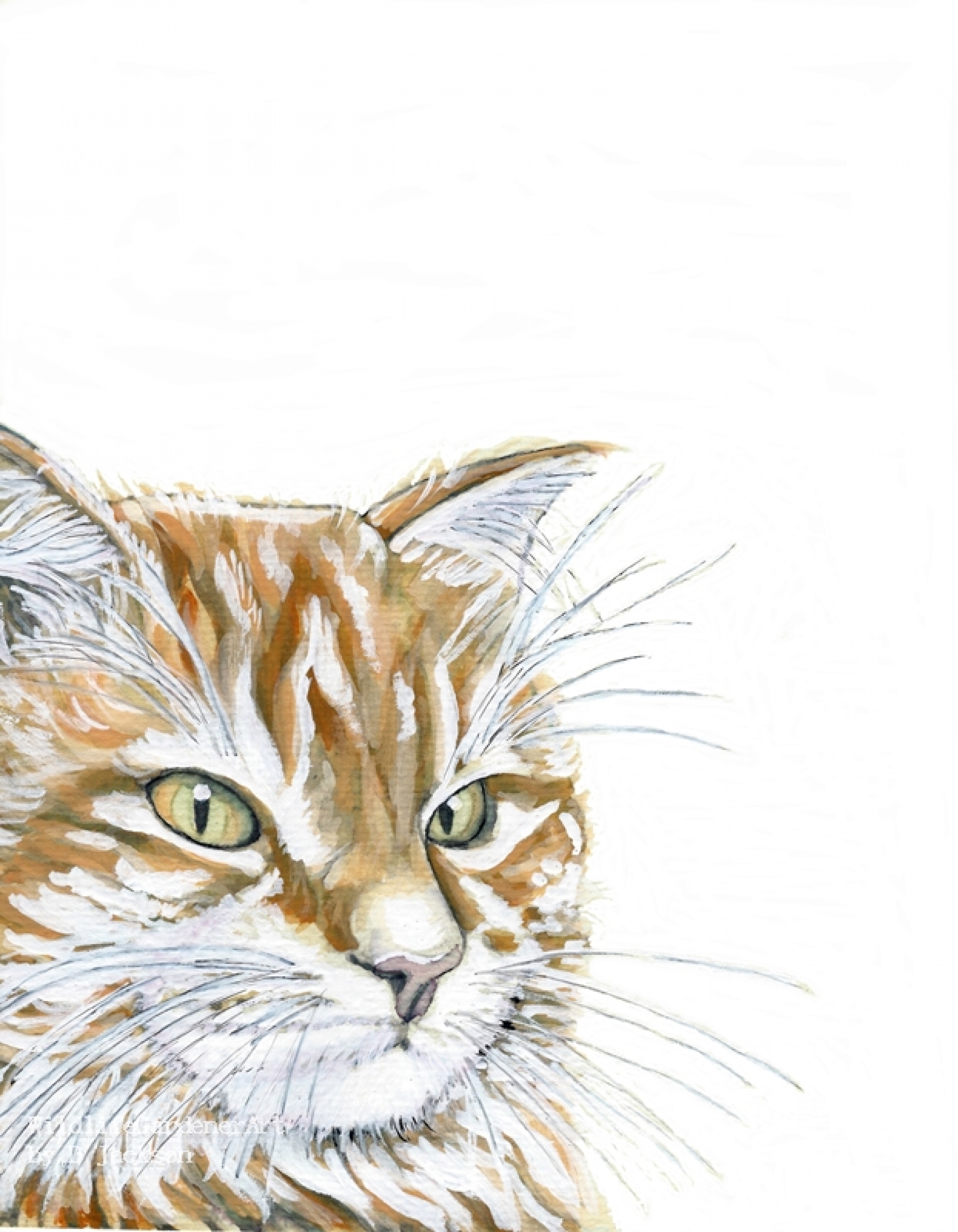 Watercolor Orange Cat Art Print Pet portrait 