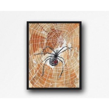 Halloween Spiders Watercolor Art Print, 11 x 14 Unframed