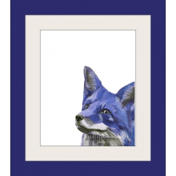 Blue Fox Watercolor Art Print
