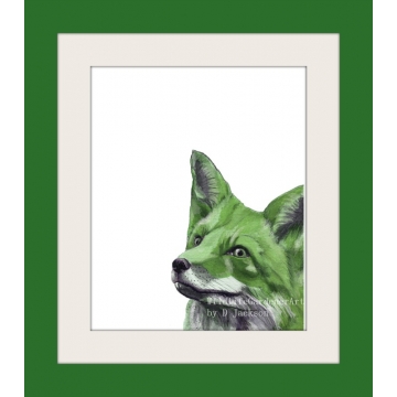 Green Fox Watercolor Art Print