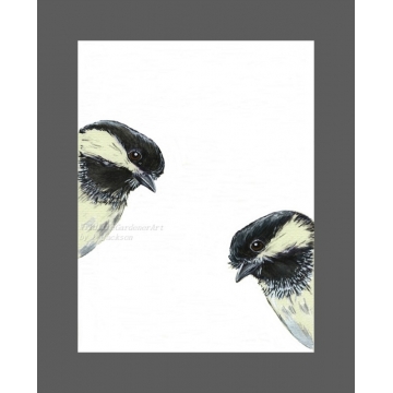 2 Chickadees Watercolor Art Print