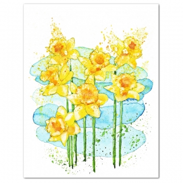 Daffodils Spring Flowers Modern Watercolor Art Print